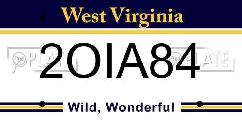 2OIA84 West Virginia License Plate