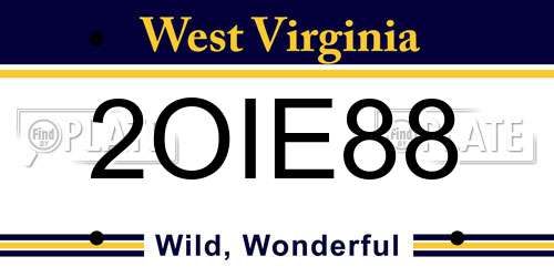 2OIE88 West Virginia License Plate