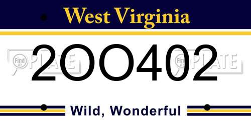2OO402 West Virginia License Plate