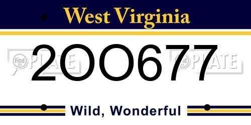 2OO677 West Virginia License Plate