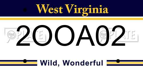 2OOA02 West Virginia License Plate