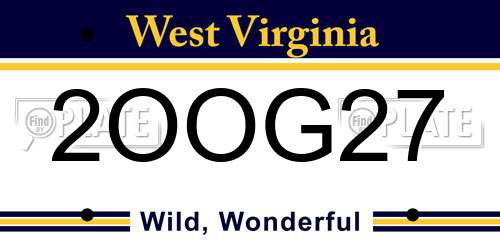 2OOG27 West Virginia License Plate