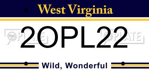 2OPL22 West Virginia License Plate