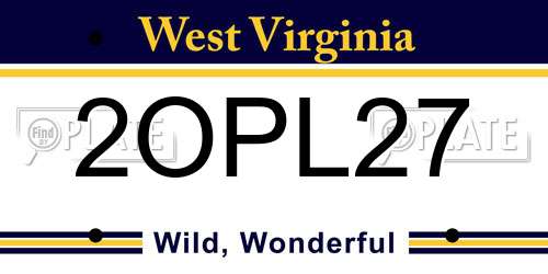2OPL27 West Virginia License Plate