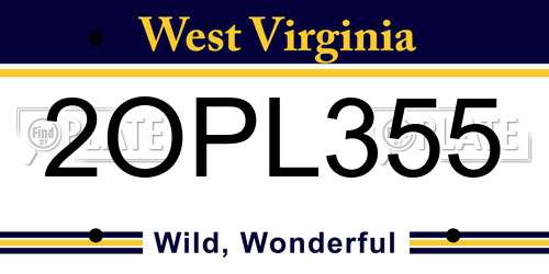 2OPL355 West Virginia License Plate