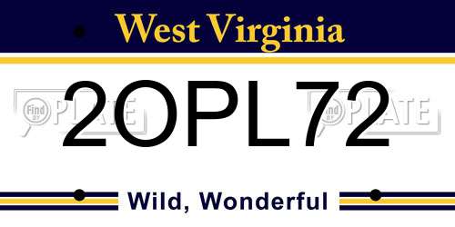 2OPL72 West Virginia License Plate