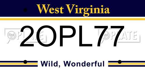 2OPL77 West Virginia License Plate