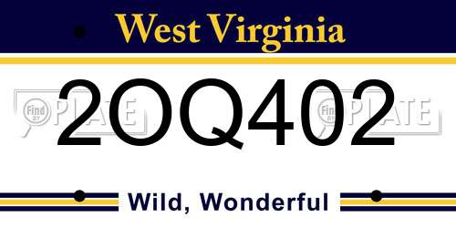 2OQ402 West Virginia License Plate