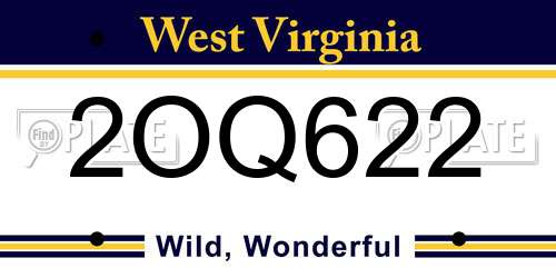 2OQ622 West Virginia License Plate