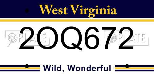 2OQ672 West Virginia License Plate