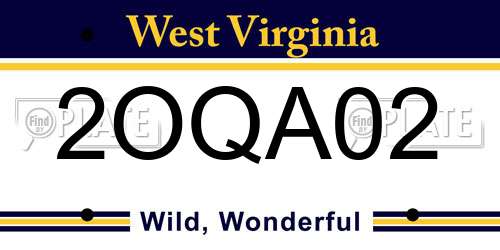 2OQA02 West Virginia License Plate