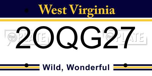2OQG27 West Virginia License Plate