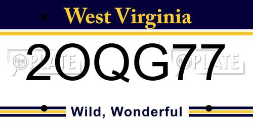 2OQG77 West Virginia License Plate
