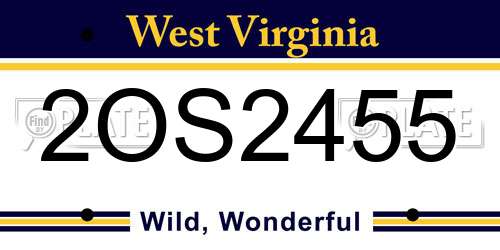 2OS2455 West Virginia License Plate
