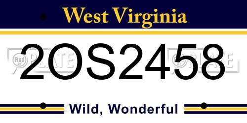 2OS2458 West Virginia License Plate