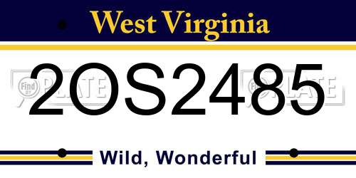 2OS2485 West Virginia License Plate