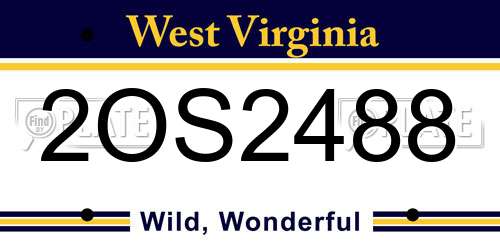 2OS2488 West Virginia License Plate