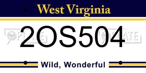 2OS504 West Virginia License Plate