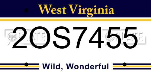 2OS7455 West Virginia License Plate