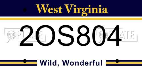 2OS804 West Virginia License Plate