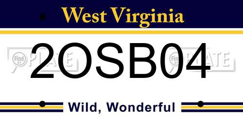 2OSB04 West Virginia License Plate