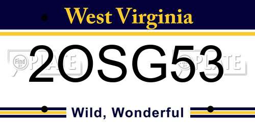 2OSG53 West Virginia License Plate