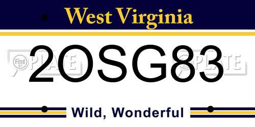 2OSG83 West Virginia License Plate