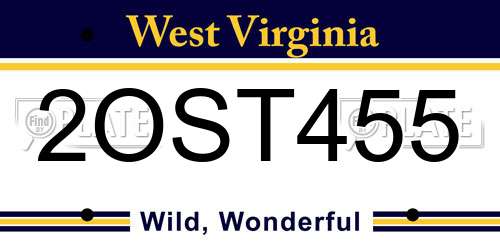 2OST455 West Virginia License Plate