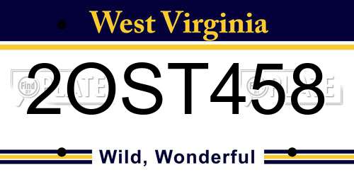 2OST458 West Virginia License Plate