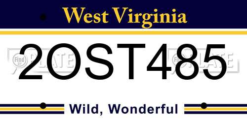 2OST485 West Virginia License Plate