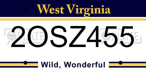 2OSZ455 West Virginia License Plate