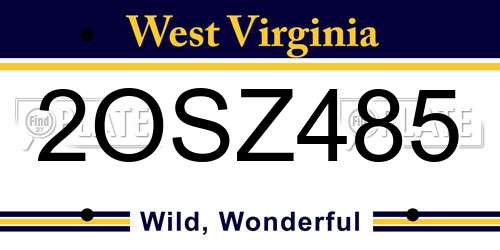 2OSZ485 West Virginia License Plate