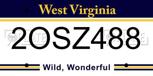 2OSZ488 West Virginia License Plate
