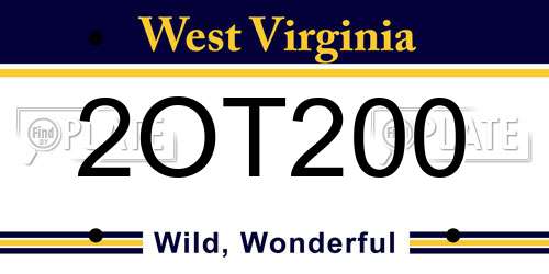 2OT200 West Virginia License Plate