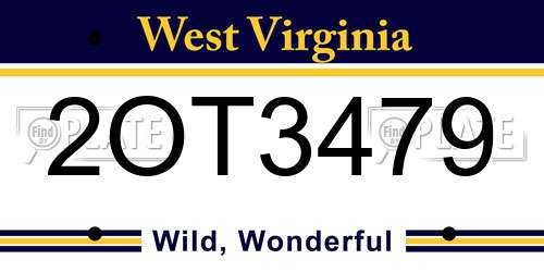 2OT3479 West Virginia License Plate