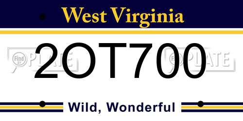 2OT700 West Virginia License Plate