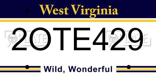 2OTE429 West Virginia License Plate
