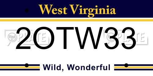 2OTW33 West Virginia License Plate