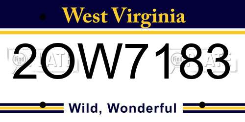 2OW7183 West Virginia License Plate