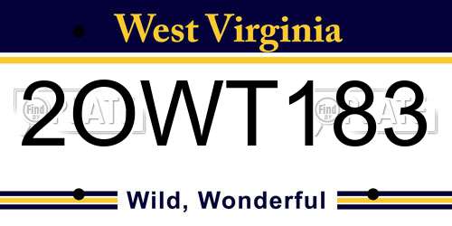 2OWT183 West Virginia License Plate