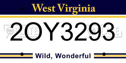 2OY3293 West Virginia License Plate