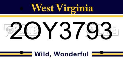 2OY3793 West Virginia License Plate