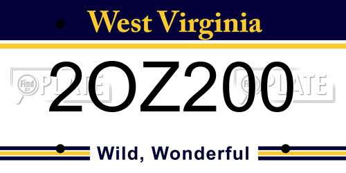 2OZ200 West Virginia License Plate