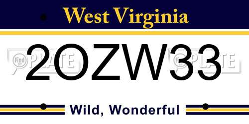 2OZW33 West Virginia License Plate