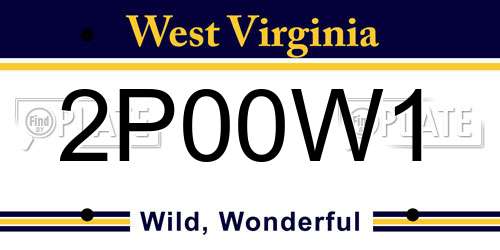 2P00W1 West Virginia License Plate