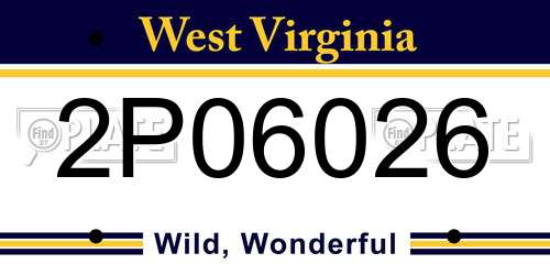2P06026 West Virginia License Plate
