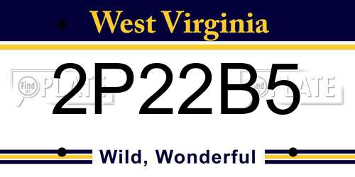 2P22B5 West Virginia License Plate