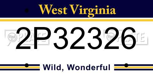 2P32326 West Virginia License Plate