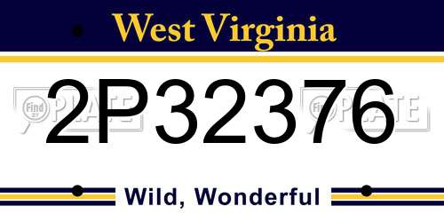 2P32376 West Virginia License Plate