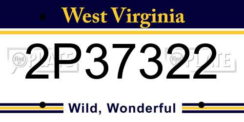 2P37322 West Virginia License Plate